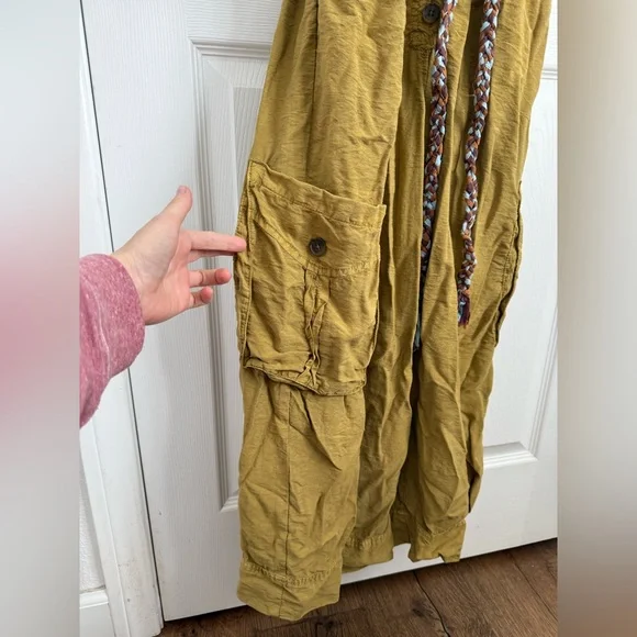 Free People Olive Button-Down jumpsuit with tie - Picture 6 of 12